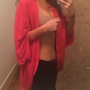 Coral BCBG button up slouchy sweater